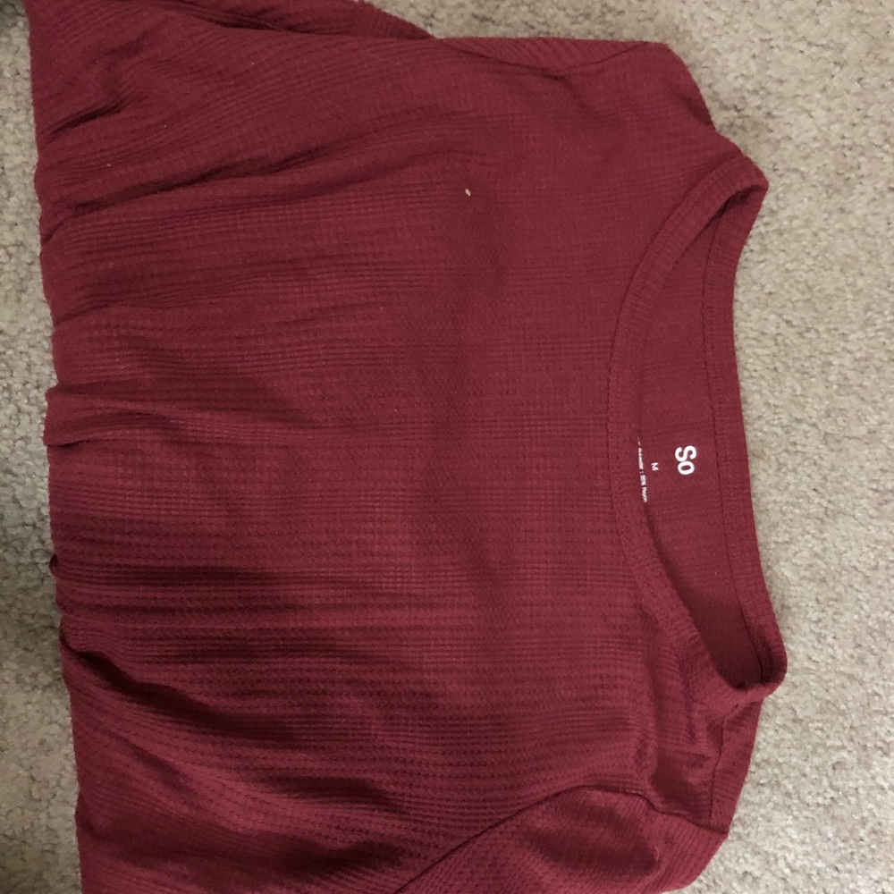 Magenta long sleeve top with knot in front